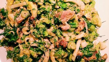 This colorful saffron chicken salad with fresh fennel is moist and refreshing