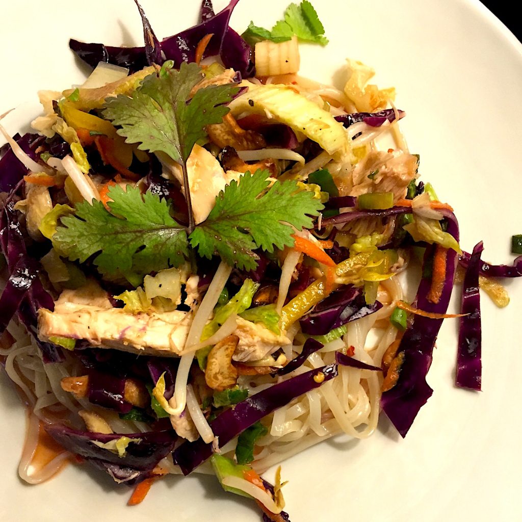 Ageless-style Chinese Chicken Salad, full of fresh herbs and vegetables with a addictively tangy dressing