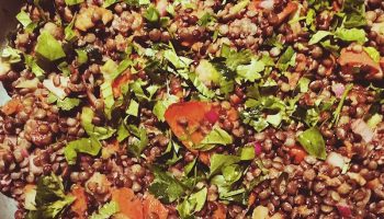 Lemony Lentil Salad with French lentils, walnuts, and a mustard vinaigrette