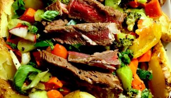 Steak Salad with grass-fed beef and plenty of vegetables