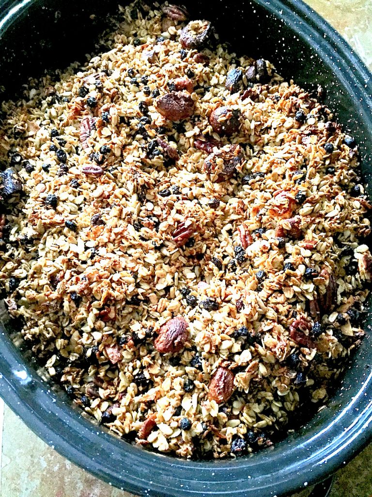 Crispy, chewy, not too sweet, Olive Oil Granola with Apricots and Pecans is actually good for you and great tasting. 