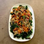 Grilled Baby Kale with Apricot Orange Relish & Fried Garlicky Quinoa