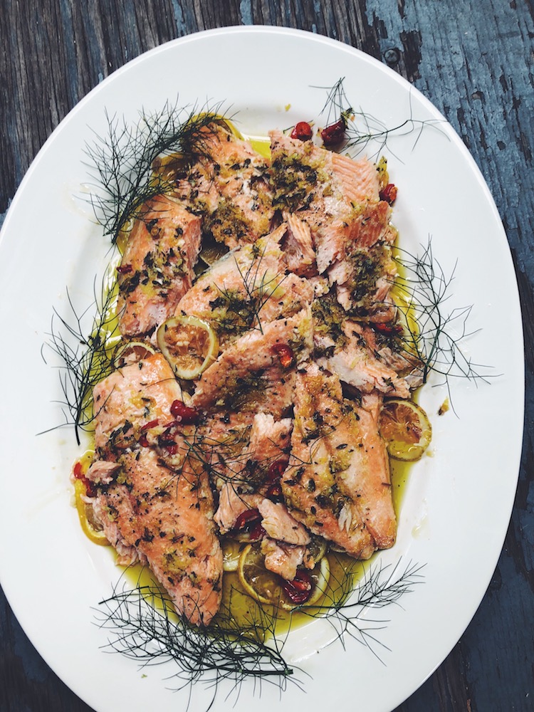 Slow-Baked Salmon Filet with Citrus & Thyme. Simple preparation, great taste.