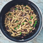 Vegan Basil Pesto Pasta with Mushrooms and Peas