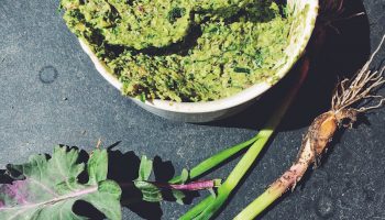 Say hello to spring with ramp and kale pesto. Ramps are wild leeks.