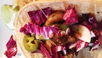 Shrimp Tacos, garnish with whatever you like
