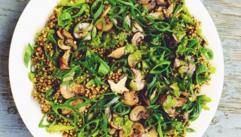 Phytonutrient-rich Buckwheat Salad with Sautéed Mushrooms, Scallions