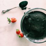 SuperGreen smoothie with adaptogens, spirulina, berries, hemp seeds