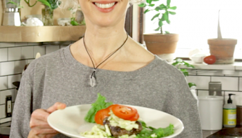 Tania Van Pelt showing how to cook delicious grass-fed beef burgers