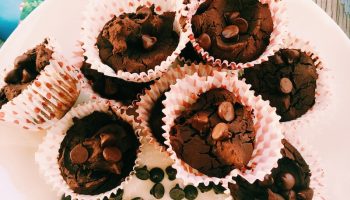 Gluten-free, healthyish, chocolate peppermint brownies with chocolate chips and black beans