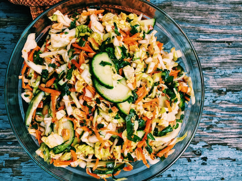 Cabbage Peanut Slaw, light, fresh, and really flavorful