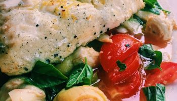 Grilled Halibut with fresh tomatoes, herbs, artichokes is perfect dish