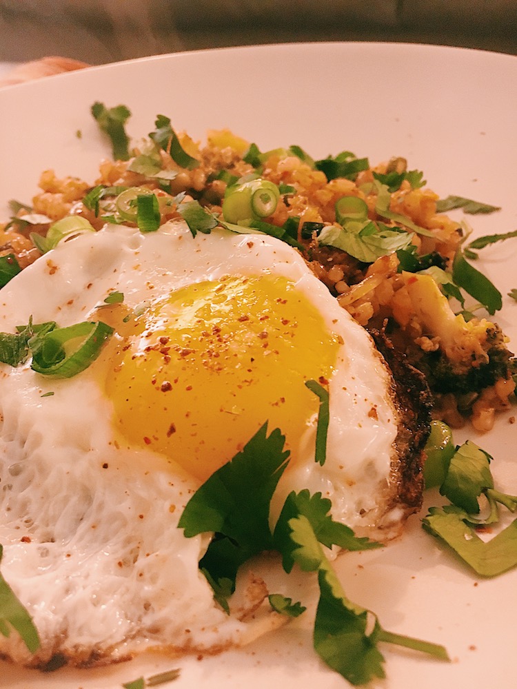 Good for your gut, savory, deeply flavorful, vegetarian kimchi fried rice is what's for dinner