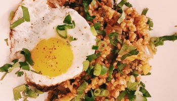 Good for your gut, savory, deeply flavorful, vegetarian kimchi fried rice is what's for dinner