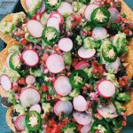 Fully Loaded Black Bean Nachos with Red and Green Salsas