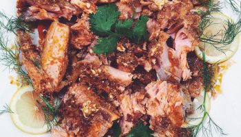 Slow Roasted Wild-Caught Alaskan Salmon with Harissa and Fresh Lemon