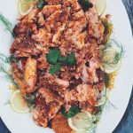 Slow Roasted Wild-Caught Alaskan Salmon with Harissa and Fresh Lemon