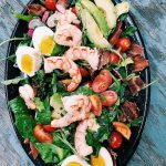 Shrimp Cobb Salad is simple, light, and delicious. With a fresh cilantro and lime dressing, this flavorful salad is easy to throw together. 