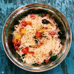 Take advantage of fresh tomatoes at the Farmers Market with this recipe Pasta with Summer Tomato Sauce