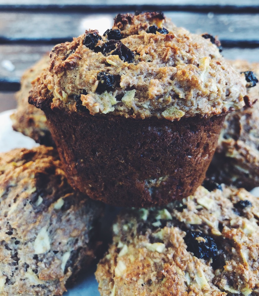 Got apples? Make these apple bran muffins. Sweetened with a little coconut palm sugar, raw honey, and fresh apples.